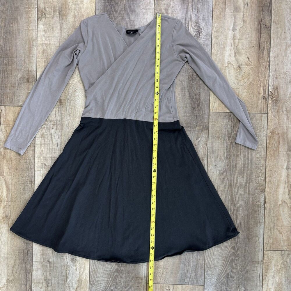 Maggie’s Organics Black Gray Dress Sz M V-Neck Organic Cotton Workwear Capsule - Picture 9 of 10